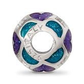 Sterling Silver Reflections Blue/Purple Heart Enameled Bead